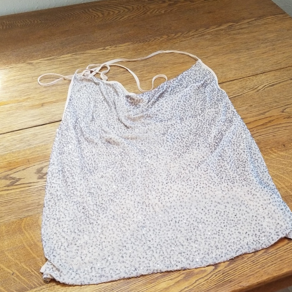 Haute Hippie beaded low back halter top